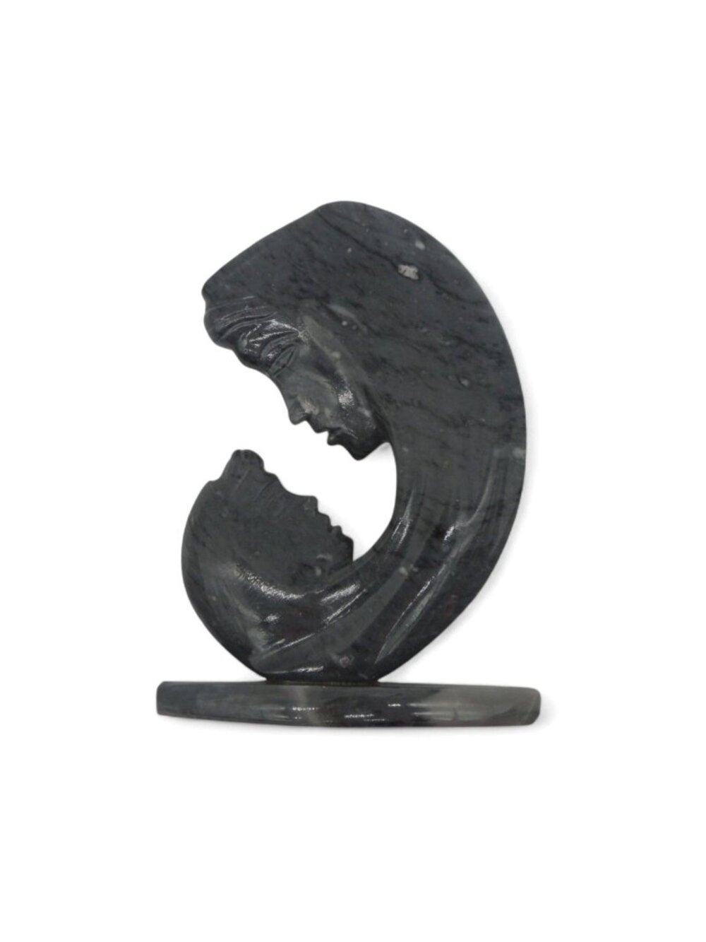 Hand Carved Soapstone Mother Child Sculpture Abstract Stone Figurine 5"
